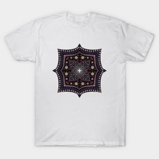 Square Pointed Mandala Pink-Yellow-Purple-White T-Shirt